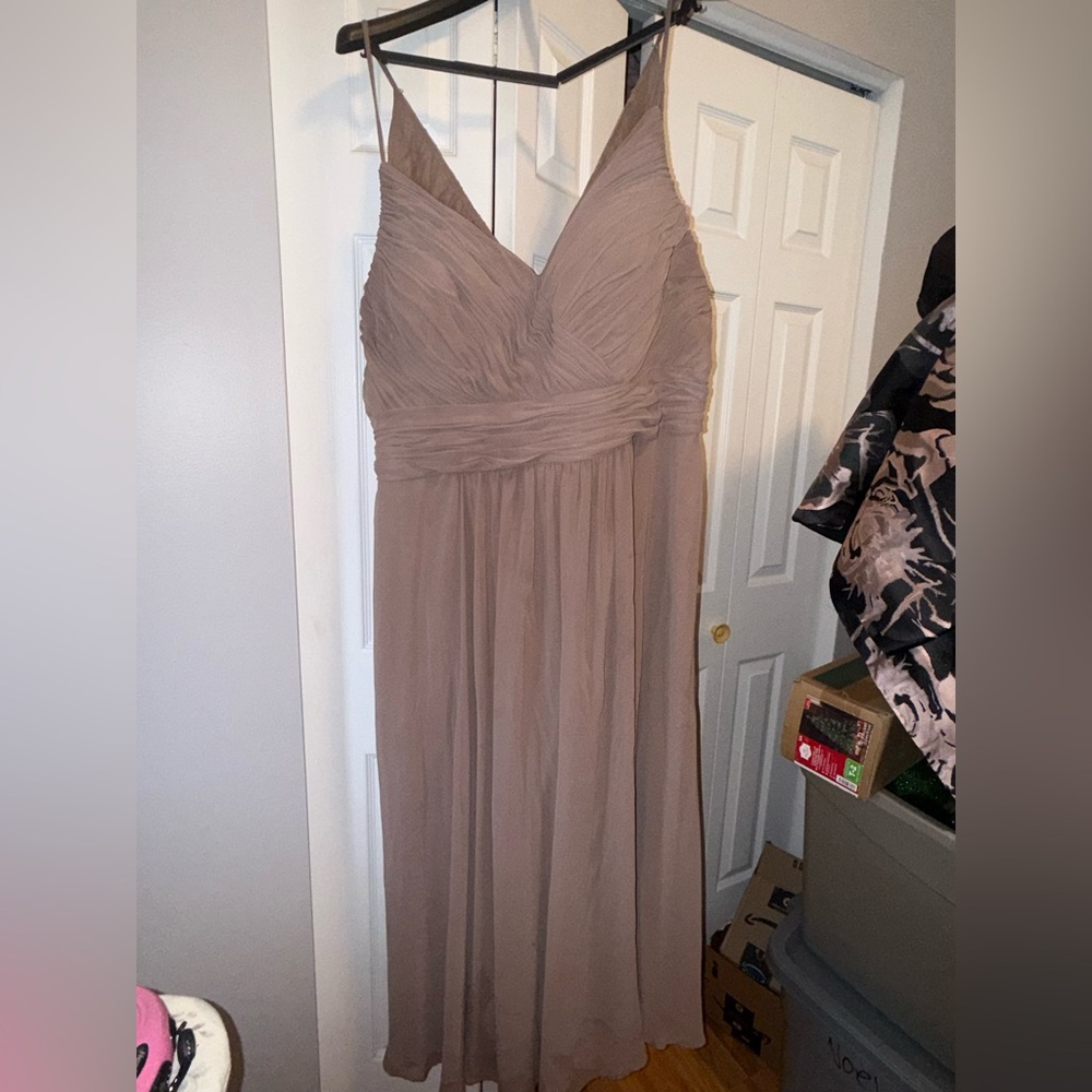 Mori Lee Taupe Maxi Dress